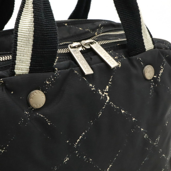 Chanel Travel Line Mini Boston Bag Nylon Black Red - Picture 6 of 9